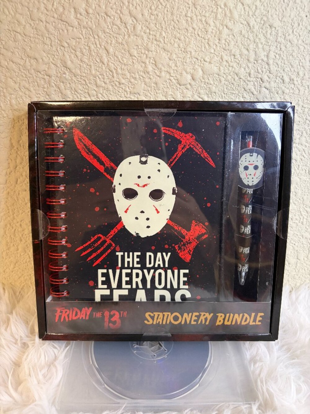 Friday the 13th Jason Voorhees Stationery Set Notebook Pen Stickers NWT